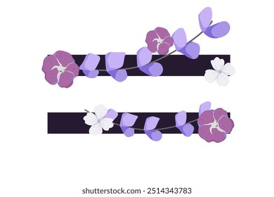 Vector sign and logo with flowers decorations.Typographic calligraphy logogram with abstract shapes. Design for wedding cards, logo of shops and monogram for invitations.