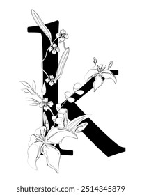 Vector sign and logo with flowers decorations.Typographic calligraphy logogram with abstract shapes. Design for wedding cards, logo of shops and monogram for invitations.