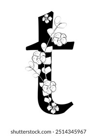 Vector sign and logo with flowers decorations.Typographic calligraphy logogram with abstract shapes. Design for wedding cards, logo of shops and monogram for invitations.