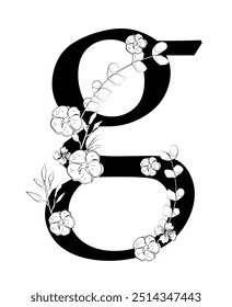 Vector sign and logo with flowers decorations.Typographic calligraphy logogram with abstract shapes. Design for wedding cards, logo of shops and monogram for invitations.