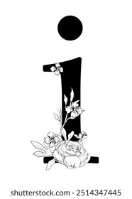 Vector sign and logo with flowers decorations.Typographic calligraphy logogram with abstract shapes. Design for wedding cards, logo of shops and monogram for invitations.