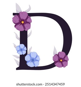 Vector sign and logo with flowers decorations.Typographic calligraphy logogram with abstract shapes. Design for wedding cards, logo of shops and monogram for invitations.