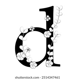 Vector sign and logo with flowers decorations.Typographic calligraphy logogram with abstract shapes. Design for wedding cards, logo of shops and monogram for invitations.
