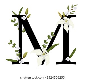 Vector sign and logo with flowers decorations.Typographic calligraphy logogram with abstract shapes. Design for wedding cards, logo of shops and monogram for invitations.