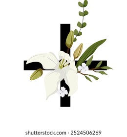 Signo de Vector y logotipo con decoraciones de flores. Logograma de caligrafía tipográfica con Formas abstractas. Diseño para tarjetas de boda, logotipo de tiendas y monograma para invitaciones.