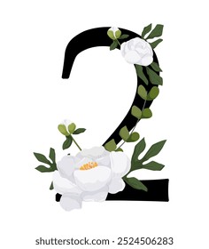 Signo de Vector y logotipo con decoraciones de flores. Logograma de caligrafía tipográfica con Formas abstractas. Diseño para tarjetas de boda, logotipo de tiendas y monograma para invitaciones.