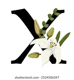 Signo de Vector y logotipo con decoraciones de flores. Logograma de caligrafía tipográfica con Formas abstractas. Diseño para tarjetas de boda, logotipo de tiendas y monograma para invitaciones.