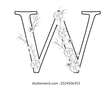 Signo de Vector y logotipo con decoraciones de flores. Logograma de caligrafía tipográfica con Formas abstractas. Diseño para tarjetas de boda, logotipo de tiendas y monograma para invitaciones.