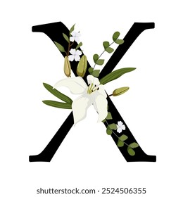 Signo de Vector y logotipo con decoraciones de flores. Logograma de caligrafía tipográfica con Formas abstractas. Diseño para tarjetas de boda, logotipo de tiendas y monograma para invitaciones.