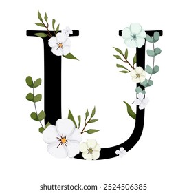 Signo de Vector y logotipo con decoraciones de flores. Logograma de caligrafía tipográfica con Formas abstractas. Diseño para tarjetas de boda, logotipo de tiendas y monograma para invitaciones.