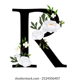 Signo de Vector y logotipo con decoraciones de flores. Logograma de caligrafía tipográfica con Formas abstractas. Diseño para tarjetas de boda, logotipo de tiendas y monograma para invitaciones.