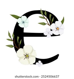 Signo de Vector y logotipo con decoraciones de flores. Logograma de caligrafía tipográfica con Formas abstractas. Diseño para tarjetas de boda, logotipo de tiendas y monograma para invitaciones.