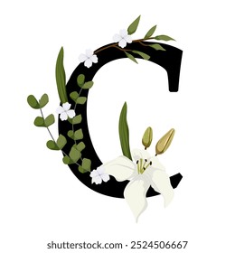 Signo de Vector y logotipo con decoraciones de flores. Logograma de caligrafía tipográfica con Formas abstractas. Diseño para tarjetas de boda, logotipo de tiendas y monograma para invitaciones.