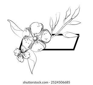 Signo de Vector y logotipo con decoraciones de flores. Logograma de caligrafía tipográfica con Formas abstractas. Diseño para tarjetas de boda, logotipo de tiendas y monograma para invitaciones.