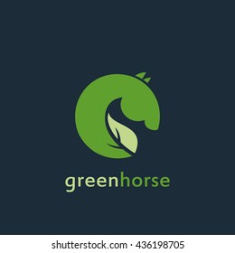 Vector sign or logo green horse.