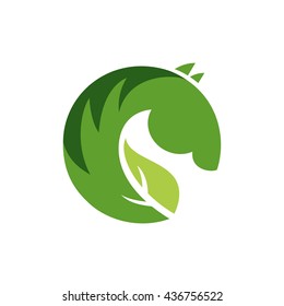 Vector sign or logo green horse.