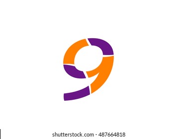 Vector sign logo nine number 9
