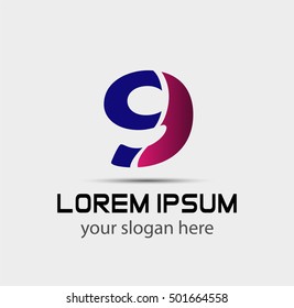 Vector sign logo nine number 9
