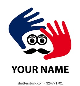 Vector sign look image, photographer with mustache