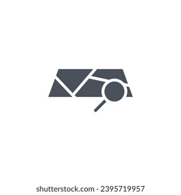 Vektorzeichen des Kartensuchsymbol einzeln auf weißem Hintergrund. Symbolfarbe editierbar.