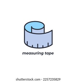 Vector sign measuring tape symbol is isolated on a white background. icon color editable.