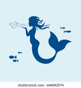 Vector sign mermaid blowing