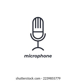 El símbolo de micrófono de signo de vector se aísla en un fondo blanco. color de icono modificable.