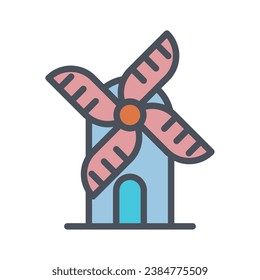 Signo vectorial del símbolo del molino aislado en un fondo blanco. color de icono modificable.