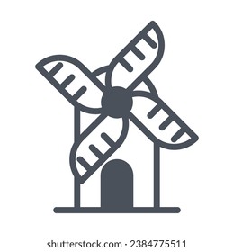Vector sign of the mill symbol isolated on a white background. icon color editable.