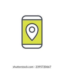 Vector sign of the mobile gps symbol isolated on a white background. icon color editable.