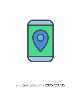 Vektorzeichen des mobilen GPS-Symbols einzeln auf weißem Hintergrund. Symbolfarbe editierbar.