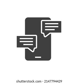 Vector sign of the Mobile Message symbol is isolated on a white background. Mobile Message icon color editable.