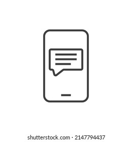 Vector sign of the Mobile Message symbol is isolated on a white background. Mobile Message icon color editable.
