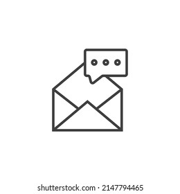 El signo vector del símbolo del mensaje móvil se aísla en un fondo blanco. Color del icono de mensaje móvil editable.