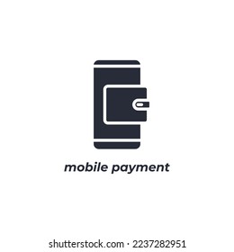 Das Symbol für mobile Zahlung mit Vektorzeichen ist einzeln auf weißem Hintergrund. Symbolfarbe editierbar.