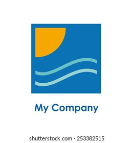 Vector sign modern sea and sun