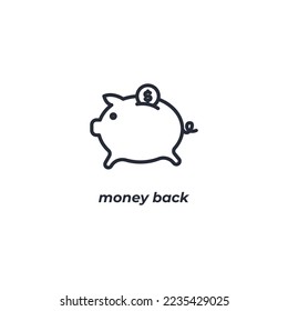 Vector sign money back symbol is isolated on a white background. icon color editable.