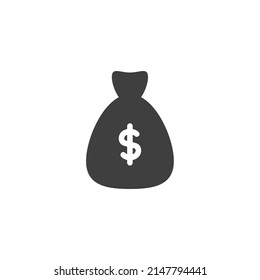 Vector sign of the Money Bag symbol is isolated on a white background. Money Bag icon color editable.