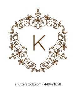 Vector sign monogram logo and badge emblem line art vector illustration