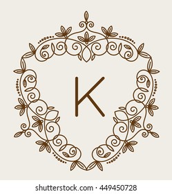 Vector sign monogram logo and badge emblem line art vector illustration