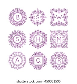 Vector sign monogram logo and badge emblem line art vector illustration