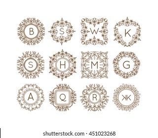 Vector sign monogram logo and badge emblem line art vector illustration