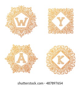 Vector sign monogram logo and badge emblem line art vector illustration