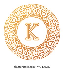 Vector sign monogram logo and badge emblem line art vector illustration