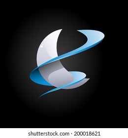 Vector sign of moon with clouds, abstract shape