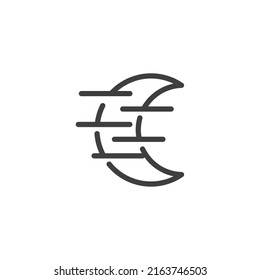 Vector sign of the moon symbol is isolated on a white background. moon icon color editable.