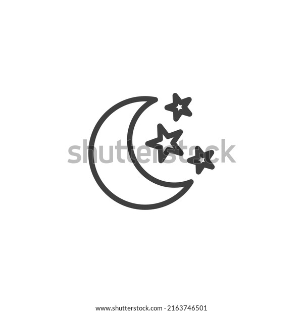 Vector sign of the moon symbol is
isolated on a white background. moon icon color
editable.