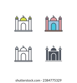Vector sign of the mosque symbol isolated on a white background. icon color editable.