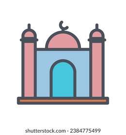 Vector sign of the mosque symbol isolated on a white background. icon color editable.