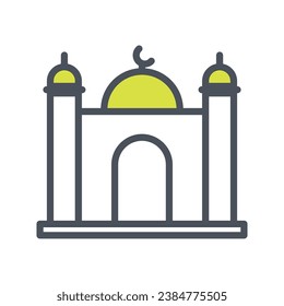 Vector sign of the mosque symbol isolated on a white background. icon color editable.
